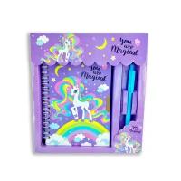 Блокнот с замком + ручка "Единорог", цвет фиолетовый / Блокноты для девочек