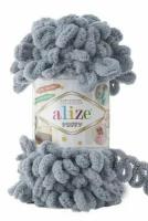 Пряжа Alize Puffy -1 шт. в уп., цвет: серый (428), 9 м/100 г, большие петли (4 см) /Ализе Пуффи/плюшевая пряжа микрополиэстер для вязания руками без спиц и крючка