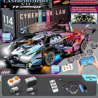 Конструктор совместимый с LEGO Техник Technic большой Lamborghini V12 Cyberpunk/1149+деталей динамическая версия с пультом 2.4Ghz мотором и подсветкой