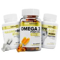 Набор витаминов aTech nutrition в капсулах Омега 3 1350 мг + Коллаген морской + магний B6 в капсулах