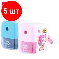 Комплект 5 штук, Точилка для карандашей механич. Deli ER10409 Super Wings 1отв, плас, ассорти