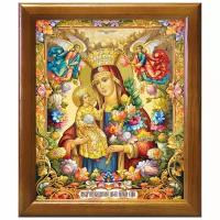 Икона Божией Матери "Неувядаемый Цвет", в деревянной рамке 20*23,5 см