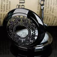 Винтажные карманные часы в стиле стимпанк черные 4,5х4,5 см. Цепочка 80 см