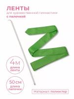 Лента гимнастическая с палочкой 50 см СЕ4 Зеленый 4,0 м