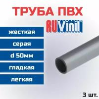 Труба ПВХ Ruvinil гладкая жесткая легкая d50мм L1000 3шт