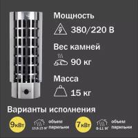 Электрокаменка УМТ Сфера ЭКМ 9 кВт (380/220 В, встроенный пульт, нержавеющая сталь)