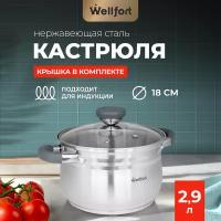 Кастрюля из нержавеющей стали "Harmony Wellfort" объемом 2,9 литра