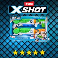 Водный пистолет ZURU X-Shot Water WARFARE 2 шт Typhoon Thunder и 2шт Small Stealth Soaker икс шот зуру белый 46 см