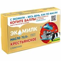 Масло сливочное Экомилк Крестьянское 72.5%, 180г