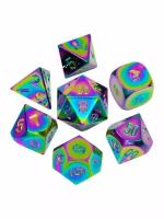 Набор металлических игральных костей (D4,D6,D8,D10-2,D12,D20) Stuff-pro (фуксия)