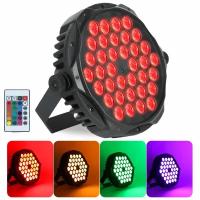 Светомузыка / Super Slim LED Par 36RGB IR 3в1+пульт / бюджетный и яркий многофункциональный светодиодный прожектор