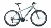 Велосипед FORWARD APACHE 27,5 1.0, рост 19", 2020-2021 серый/бирюзовый RBKW1M67Q010
