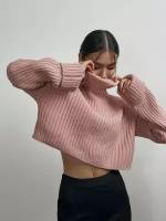 Свитер Crop Neck, цвет светло-розовый, Размер: ONE SIZE