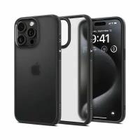 Гибридный чехол Spigen Ultra Hybrid Matte для iPhone 15 Pro (Затемнённый прозрачный|Чёрный | Frost Black)