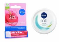 Бальзам для губ Вишневое сияние, 4.8 г и Крем Nivea Soft для лица, рук и тела, 200 мл