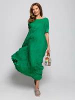 Шелковистое Платье Мятое Летнее 42-54 зеленый
