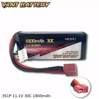 Аккумулятор Vant LiPo 11.1V 1800mAh 30C, разъем T-Plug, для радиоуправляемых вертолетов, катеров, машин