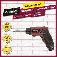 Отвертка аккумуляторная Pioneer CS-M0401 blister со встроенным фонарем, подсветка рабочей зоны,2 положения рукоятки Anti-Slip