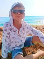 Пляжная туника рубашка из муслина с капюшоном на море на пляж для мальчиков р-р 98-104