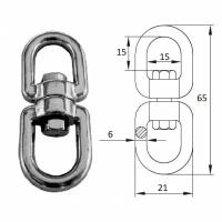 Вертлюг петля-петля d6 мм нержавеющая сталь