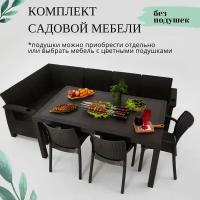 Комплект садовой мебели из ротанга Set 5+3стула+обеденный стол 160х95, без подушек