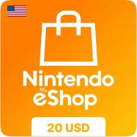 Пополнение счета Nintendo eShop на 20 USD ($) / Код активации Доллары / Подарочная карта Нинтендо Ешоп / Gift Card (США)