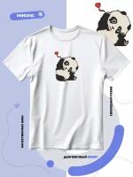 Футболка SMAIL-P смешная панда с сердечком, размер 4XS, белый