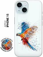 Силиконовый чехол на Apple iPhone 15 / Эпл Айфон 15 с рисунком "Colorful Parrot"
