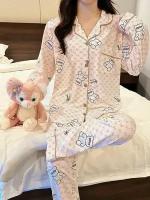 Пижама женская со штанами и рубашкой / для сна / домашняя одежда