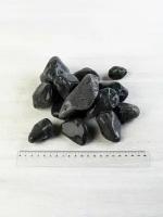 Камень натуральный Галька черная с белыми прожилками фр. 30-80 мм, 10 кг (336). Декоративный грунт