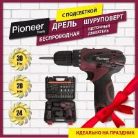 Дрель шуруповерт аккумуляторная Pioneer CD-M1202C, 2 скорости, реверс, гибкая насадка, кейс для хранения