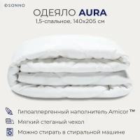 Одеяло SONNO AURA 1,5-сп. 140х205 гипоаллергенное, наполнитель Amicor TM Цвет Ослепительно белый