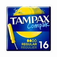 Tampax Тампоны женские гигиенические Compak с аппликатором Regular Duo 16шт