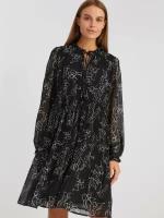 Шифоновое платье с плиссировкой и цветочным принтом, цвет Черный, размер L