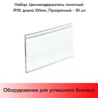 Набор ценникодержателей полочных IP 39, длина 100 мм, Прозрачный - 30 штук