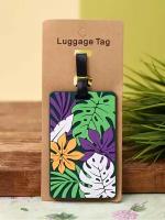 Бирка адресная для багажа на чемодан, сумку Tropical leaves