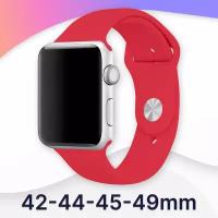 Силиконовый ремешок для Apple Watch 42-44-45-49 mm, Series 1-9, SE, Ultra / Сменный браслет (Sport Band) для смарт часов Эпл Вотч 42-49 мм, (Red S)