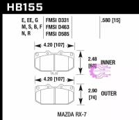 Колодки тормозные HB155N.580 HAWK HP+ передние MAZDA RX-7