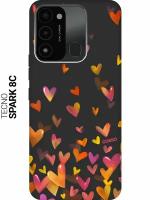 Силиконовый чехол на Tecno Spark 8C / Go 2022 / Техно Спарк 8С / Го 2022 с рисунком "Flying Hearts" Soft Touch черный