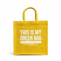 ARM-6004 Джутовая сумка 30х30х18см "This is my green bag", цвет-желтый