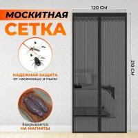 Москитная сетка на дверь на магнитах 120х210 см. / Антимоскитная сетка на дверь, цвет черный TH108-110