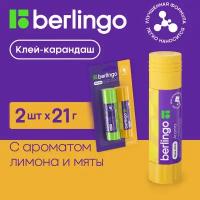 Клей-карандаш Berlingo "Aroma", 21г, ароматизированный (мята, лимон), 2 шт