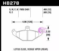 Колодки тормозные HB278N.465 HAWK HP+ задние DODGE / RENAULT