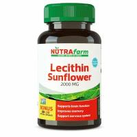 Лецитин подсолнечника, подсолнечный 2000 мг 90 капсул NUTRAFARM Sunflower Lecithin БАД фосфолипиды для печени, ускорения процесса расщепления жиров