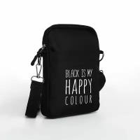 NAZAMOK Сумка молодёжная на длинном ремне "Black is my happy color", 20*15 х my happy color см, отдел на молнии, цвет красный