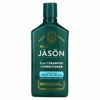 Jason Natural, Men&#x27; s, 2-IN-1 Shampoo + Conditioner, For Dry or Fine Hair, Ocean Minerals + Eucalyptus, 12 fl oz (355 ml)