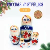 Деревянная матрешка хохлома, 5 мест, 10,5 см