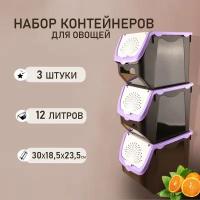 KONONO Контейнер для овощей и фруктов 12 л 3 штуки Корзина для хранения картошки и лука