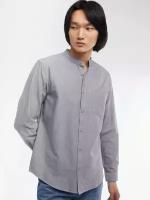 Офисная рубашка из хлопка с воротником-стойкой и длинным рукавом, цвет Серый, размер M