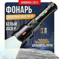 Фонарь ручной аккумуляторный светодиодный, с зарядкой USB сверхъяркий с фокусировкой, фонарик Карманный, для работы, походов, черный